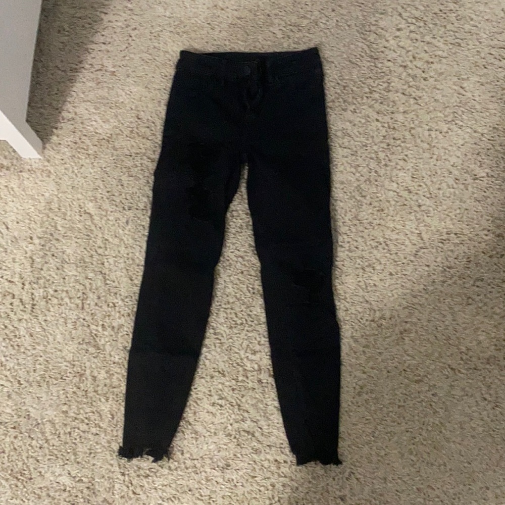 American Eagle Skinny Black Jeans (w/Rips)
